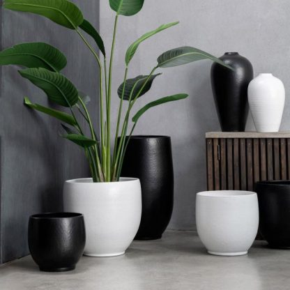 Pot & Cache-Pot | Cache-Pot Poterie "Ying" 27cm Noir Pot & Cache-Pot Noir