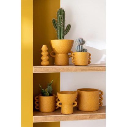 Pot & Cache-Pot | Cache-Pot Design "Zenia" 25cm Ocre Pot & Cache-Pot Ocre