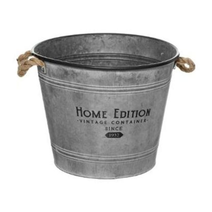 Pot & Cache-Pot | Cache-Pot en Fer Design "Zinc" 38cm Gris Pot & Cache-Pot Gris