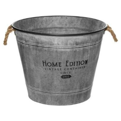 Pot & Cache-Pot | Cache-Pot en Fer Design "Zinc" 49cm Gris Pot & Cache-Pot Gris