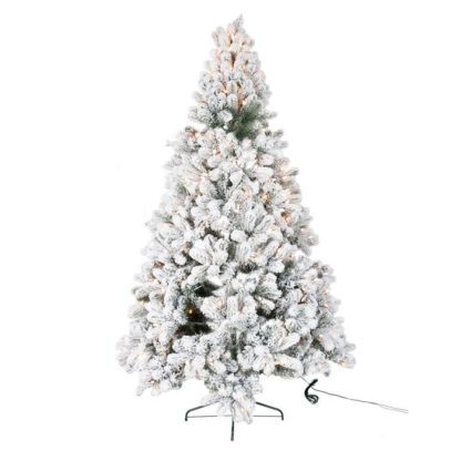 Sapin de Noël | Sapin de Noël à Led "Enneigé" 185cm Vert & Blanc Décoration de Noël Sapin de Noël