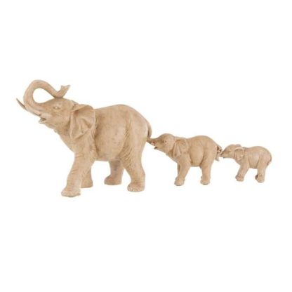 Statue & Statuette | Statuette Déco "3 Éléphants l’Un sur l’Autre" 54cm Beige Accessoires Déco Beige