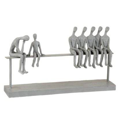 Statue & Statuette | Statuette Déco "7 Personnes Assises" 40cm Gris Accessoires Déco Gris