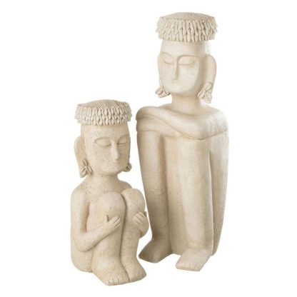 Statue & Statuette | Statue Déco "Assise Ethnique" 33cm Beige Accessoires Déco Beige