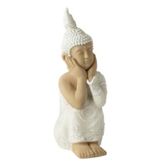 Statue & Statuette | Statue Déco Bouddha Assis "Bali Bliss" 61cm Blanc Accessoires Déco Blanc & Beige