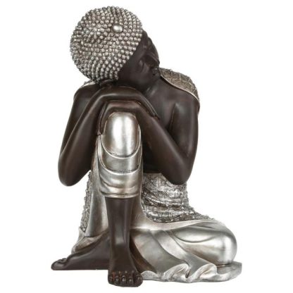 Statue & Statuette | Statue Déco "Bouddha" 35cm Naturel & Argent Accessoires Déco Naturel & Argent