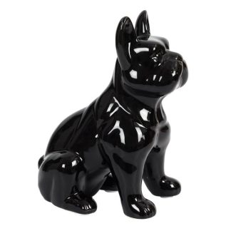 Statue & Statuette | Statuette Déco en Céramique "Bulldog" 20cm Noir Accessoires Déco Noir