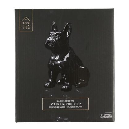 Statue & Statuette | Statuette Déco en Céramique "Bulldog" 20cm Noir Accessoires Déco Noir