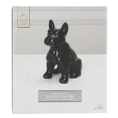 Statue & Statuette | Statuette Déco en Céramique "Bulldog" 20cm Noir Accessoires Déco Noir