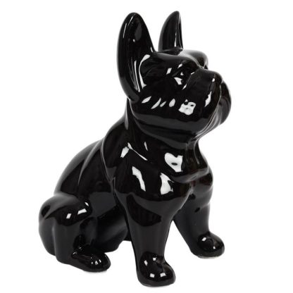 Statue & Statuette | Statuette Déco en Céramique "Bulldog" 30cm Noir Accessoires Déco Noir