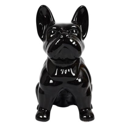 Statue & Statuette | Statuette Déco en Céramique "Bulldog" 30cm Noir Accessoires Déco Noir