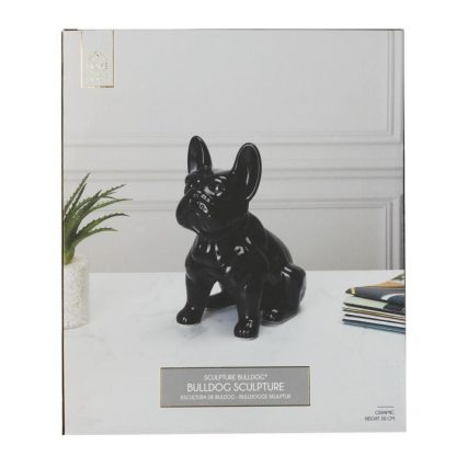 Statue & Statuette | Statuette Déco en Céramique "Bulldog" 30cm Noir Accessoires Déco Noir