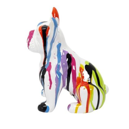 Statue & Statuette | Statuette Déco "Bulldog Coulures" 20cm Multicolore Accessoires Déco Multicolore