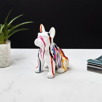 Statue & Statuette | Statuette Déco "Bulldog Coulures" 20cm Multicolore Accessoires Déco Multicolore