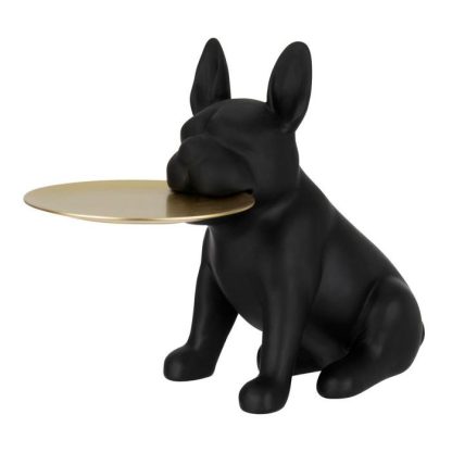 Statue & Statuette | Statuette Déco "Bulldog Plateau" 32cm Noir Accessoires Déco Noir