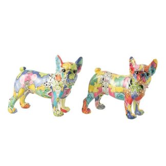 Statue & Statuette | Lot de 2 Statuettes "Bulldogs Debout" 24cm Multicolore Accessoires Déco Multicolore