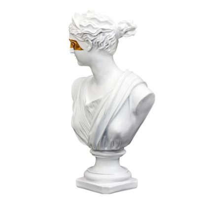 Statue & Statuette | Statuette Déco "Buste avec Masque" 31cm Blanc Accessoires Déco Blanc & Or