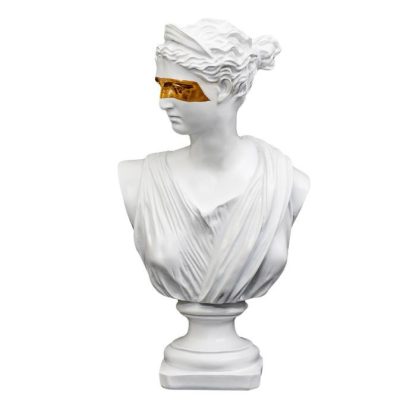 Statue & Statuette | Statuette Déco "Buste avec Masque" 31cm Blanc Accessoires Déco Blanc & Or