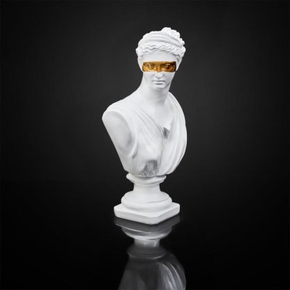 Statue & Statuette | Statuette Déco "Buste avec Masque" 31cm Blanc Accessoires Déco Blanc & Or