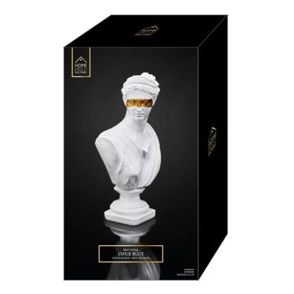 Statue & Statuette | Statuette Déco "Buste avec Masque" 31cm Blanc Accessoires Déco Blanc & Or