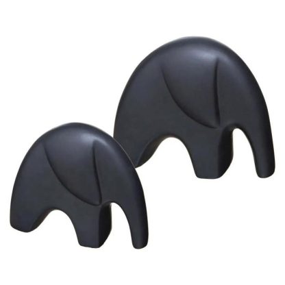 Statue & Statuette | Lot de 2 Statuettes Déco "Éléphant" 18cm Noir Accessoires Déco Noir