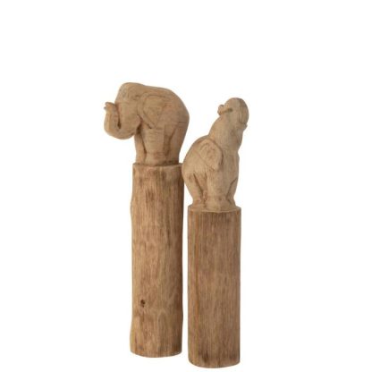 Statue & Statuette | Statue Déco sur Socle "Éléphant" 52cm Naturel Accessoires Déco Naturel