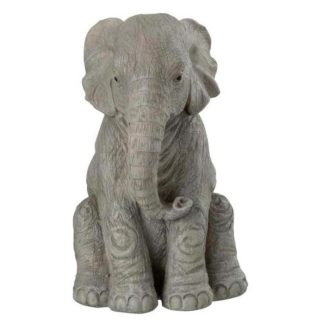 Statue & Statuette | Statuette Déco "Éléphant Assis" 24cm Gris Accessoires Déco Gris