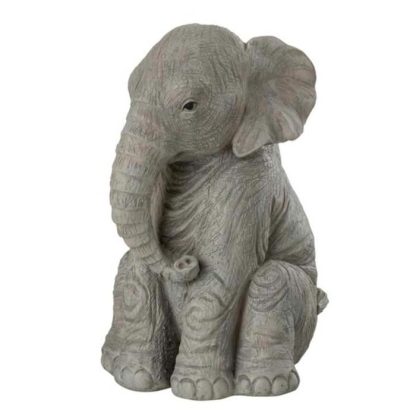 Statue & Statuette | Statuette Déco "Éléphant Assis" 24cm Gris Accessoires Déco Gris