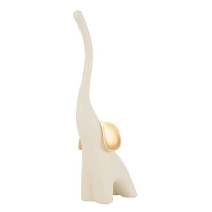 Statue & Statuette | Statuette Déco "Éléphant en Résine" 57cm Crème Accessoires Déco Crème & Or