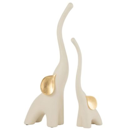 Statue & Statuette | Statuette Déco "Éléphant en Résine" 57cm Crème Accessoires Déco Crème & Or