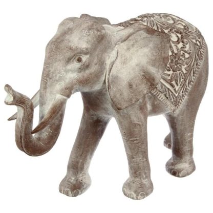 Statue & Statuette | Statuette Déco "Éléphant Résine" 46cm Gris Accessoires Déco Gris