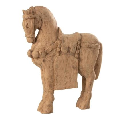 Statue & Statuette | Statuette Déco en Bois "Cheval" 49cm Naturel Accessoires Déco Naturel