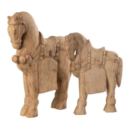 Statue & Statuette | Statuette Déco en Bois "Cheval" 49cm Naturel Accessoires Déco Naturel