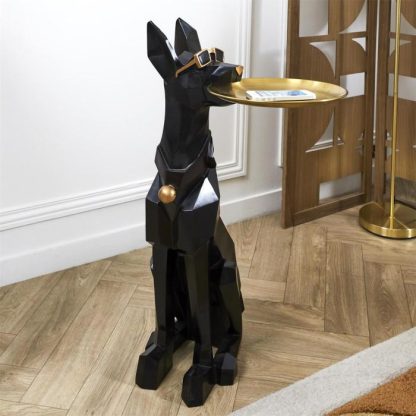 Statue & Statuette | Vide-Poche Statue "Chien" 73cm Noir Accessoires Déco Noir & Doré