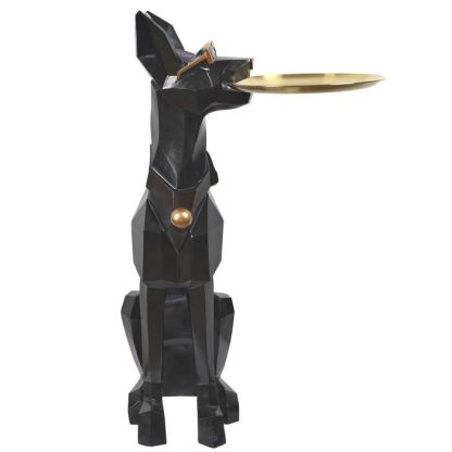 Statue & Statuette | Vide-Poche Statue "Chien" 73cm Noir Accessoires Déco Noir & Doré