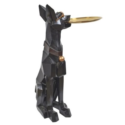 Statue & Statuette | Vide-Poche Statue "Chien" 73cm Noir Accessoires Déco Noir & Doré