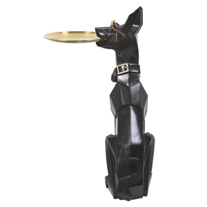 Statue & Statuette | Vide-Poche Statue "Chien" 73cm Noir Accessoires Déco Noir & Doré