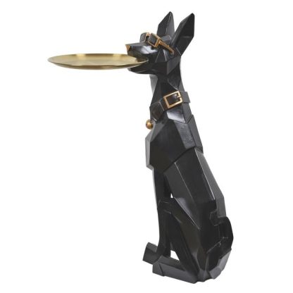 Statue & Statuette | Vide-Poche Statue "Chien" 73cm Noir Accessoires Déco Noir & Doré