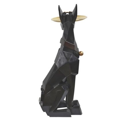 Statue & Statuette | Vide-Poche Statue "Chien" 73cm Noir Accessoires Déco Noir & Doré