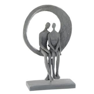 Statue & Statuette | Statuette Déco "Couple dans Cercle" 30cm Gris Accessoires Déco Gris