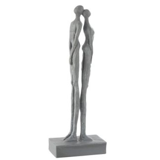 Statue & Statuette | Statuette Déco "Couple Dos à Dos" 44cm Gris Accessoires Déco Gris