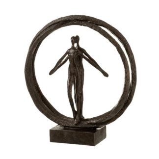 Statue & Statuette | Statuette Déco "Couple Double Cercle" 30cm Marron Accessoires Déco Marron