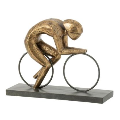 Statue & Statuette | Statuette Déco sur Socle "Cycliste" 37cm Or Accessoires Déco Or