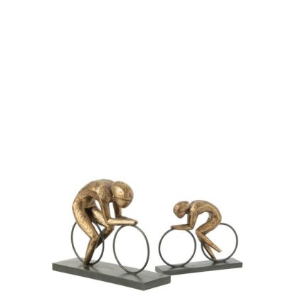 Statue & Statuette | Statuette Déco sur Socle "Cycliste" 37cm Or Accessoires Déco Or