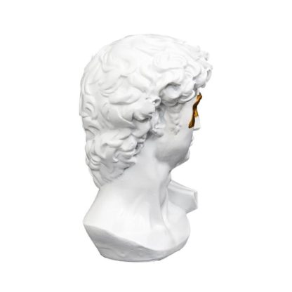 Statue & Statuette | Statuette Déco "David avec Masque" 15cm Blanc Accessoires Déco Blanc & Or