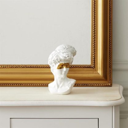 Statue & Statuette | Statuette Déco "David avec Masque" 15cm Blanc Accessoires Déco Blanc & Or