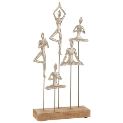 Statue & Statuette | Statuette Déco "Femmes Yoga" 52cm Argent & Beige Accessoires Déco Argent & Beige