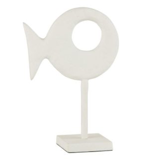 Statue & Statuette | Statuette sur Pied "Figurine Poisson" 30cm Blanc Accessoires Déco Blanc