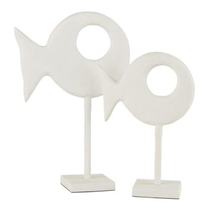 Statue & Statuette | Statuette sur Pied "Figurine Poisson" 30cm Blanc Accessoires Déco Blanc