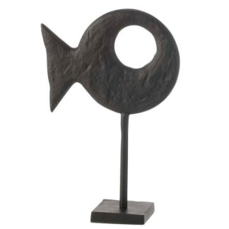 Statue & Statuette | Statuette sur Pied "Figurine Poisson" 38cm Noir Accessoires Déco Noir